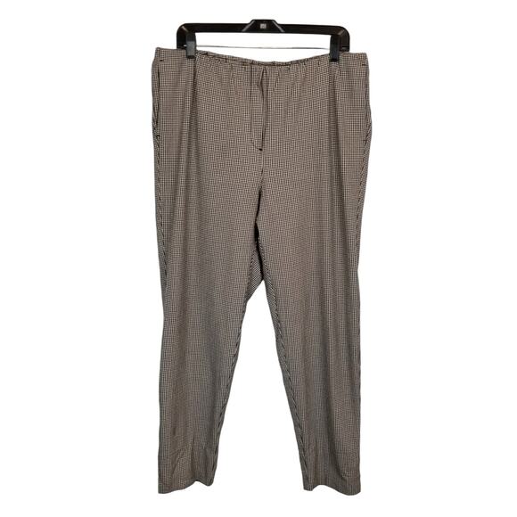 J. Jill Women's Black Brown Microcheck Flat Front Pull On Ankle Pants 16 Tall - Picture 1 of 9